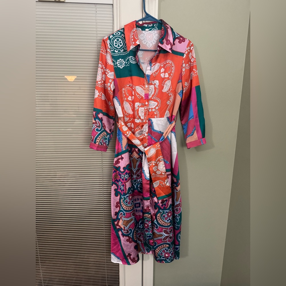 SHEIN-Colorful Patchwork Paisley and Floral Dress